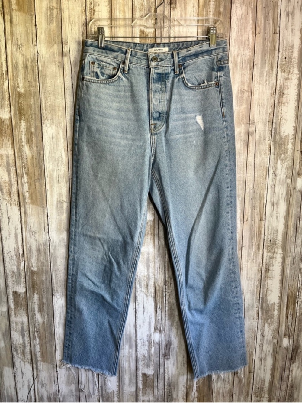 GRLFRND Helena Super High Rise Straight Jeans Gonna Love Me Wash Raw Hem 27 - Picture 2 of 8